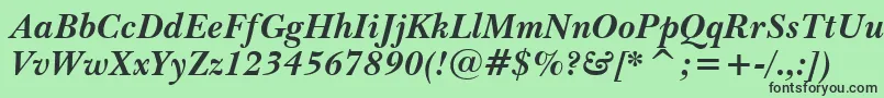 BaskervilleWin95btBoldItalic-Schriftart – Schwarze Schriften auf grünem Hintergrund