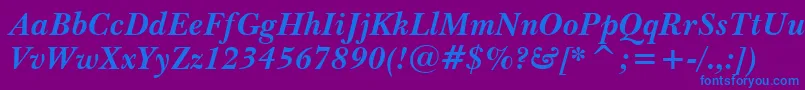 BaskervilleWin95btBoldItalic-Schriftart – Blaue Schriften auf violettem Hintergrund