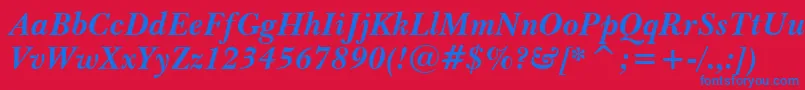 フォントBaskervilleWin95btBoldItalic – 赤い背景に青い文字