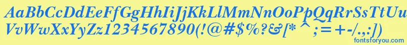 Шрифт BaskervilleWin95btBoldItalic – синие шрифты на жёлтом фоне