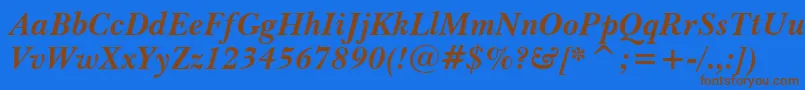 BaskervilleWin95btBoldItalic-Schriftart – Braune Schriften auf blauem Hintergrund