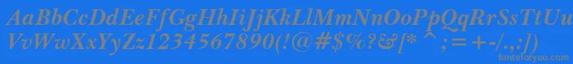 Fonte BaskervilleWin95btBoldItalic – fontes cinzas em um fundo azul