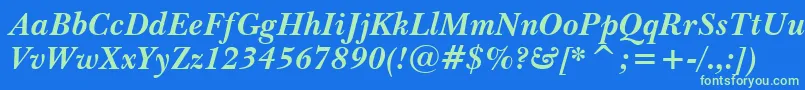 BaskervilleWin95btBoldItalic Font – Green Fonts on Blue Background