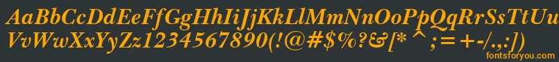 BaskervilleWin95btBoldItalic-fontti – oranssit fontit mustalla taustalla