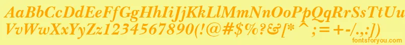 BaskervilleWin95btBoldItalic Font – Orange Fonts on Yellow Background