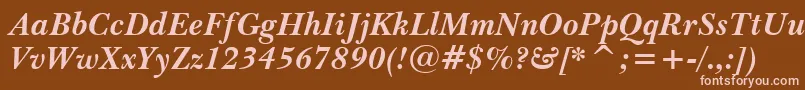 BaskervilleWin95btBoldItalic-Schriftart – Rosa Schriften auf braunem Hintergrund