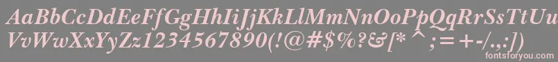 BaskervilleWin95btBoldItalic-fontti – vaaleanpunaiset fontit harmaalla taustalla