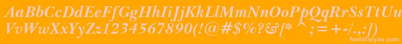 BaskervilleWin95btBoldItalic-Schriftart – Rosa Schriften auf orangefarbenem Hintergrund