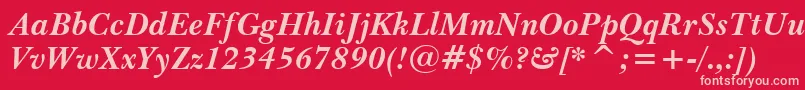 Czcionka BaskervilleWin95btBoldItalic – różowe czcionki na czerwonym tle