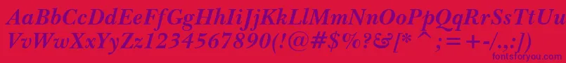 Шрифт BaskervilleWin95btBoldItalic – фиолетовые шрифты на красном фоне
