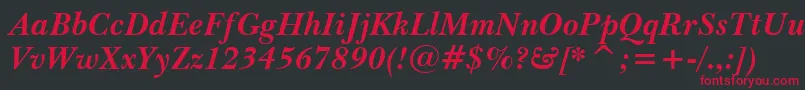 BaskervilleWin95btBoldItalic-fontti – punaiset fontit mustalla taustalla