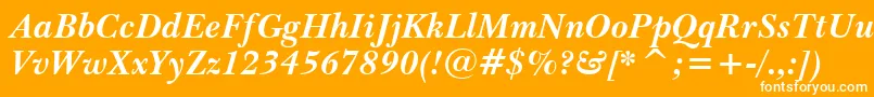 BaskervilleWin95btBoldItalic-Schriftart – Weiße Schriften auf orangefarbenem Hintergrund