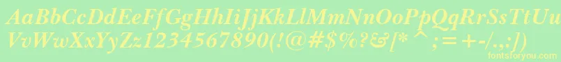 Czcionka BaskervilleWin95btBoldItalic – żółte czcionki na zielonym tle