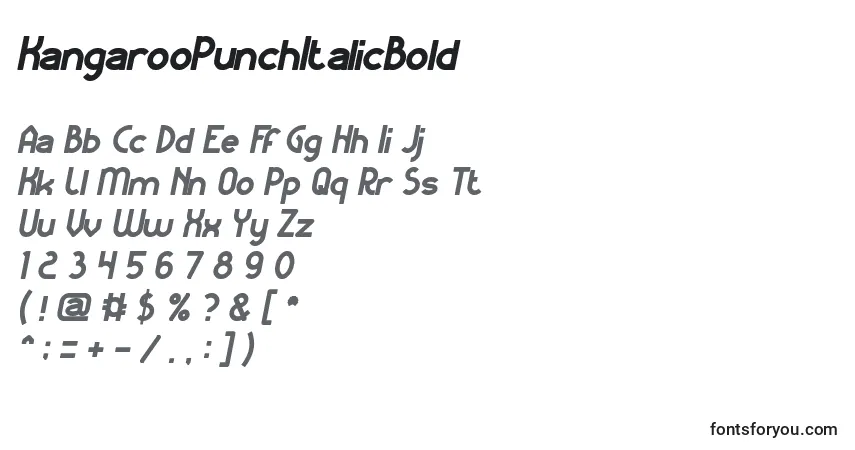 Czcionka KangarooPunchItalicBold – alfabet, cyfry, specjalne znaki