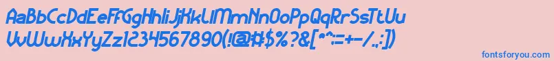フォントKangarooPunchItalicBold – ピンクの背景に青い文字