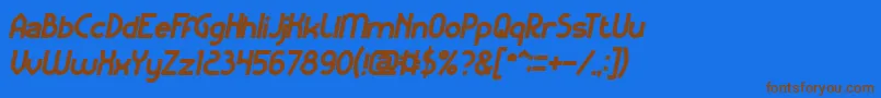 フォントKangarooPunchItalicBold – 茶色の文字が青い背景にあります。