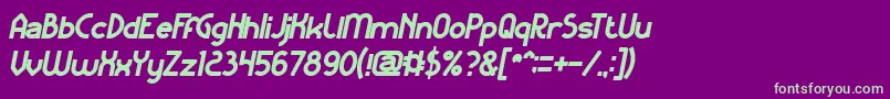 フォントKangarooPunchItalicBold – 紫の背景に緑のフォント