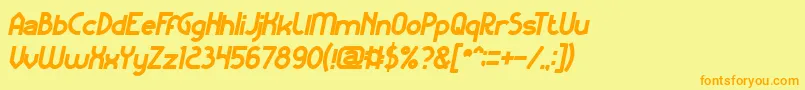 フォントKangarooPunchItalicBold – オレンジの文字が黄色の背景にあります。