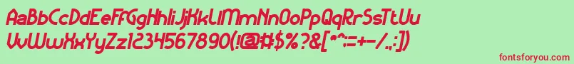 フォントKangarooPunchItalicBold – 赤い文字の緑の背景