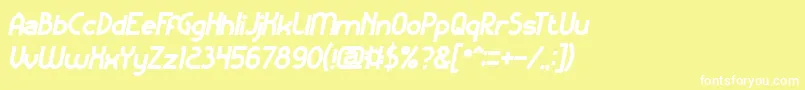 KangarooPunchItalicBold-fontti – valkoiset fontit keltaisella taustalla