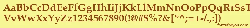 フォントPalatinoLtBold – 茶色の文字が黄色の背景にあります。