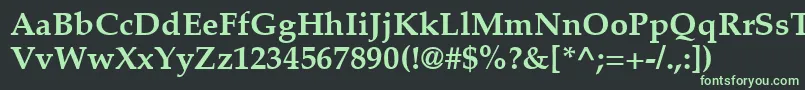 PalatinoLtBold-fontti – vihreät fontit mustalla taustalla
