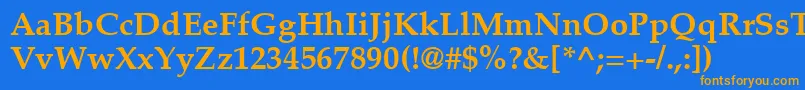 フォントPalatinoLtBold – オレンジ色の文字が青い背景にあります。