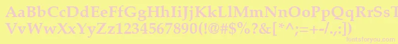 PalatinoLtBold-fontti – vaaleanpunaiset fontit keltaisella taustalla