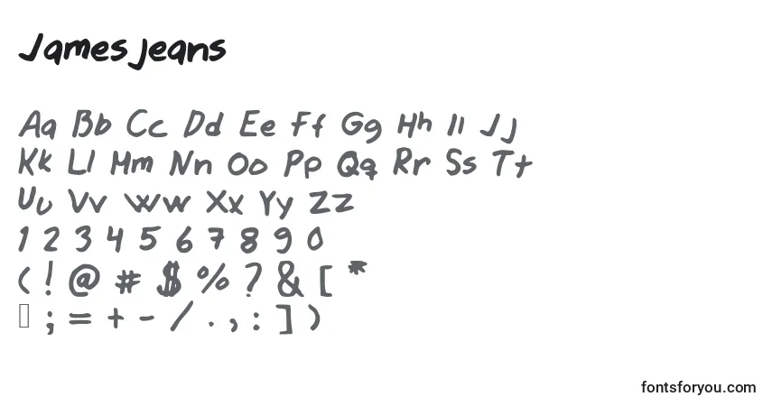 A fonte Jamesjeans – alfabeto, números, caracteres especiais