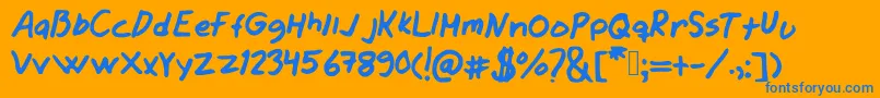 Jamesjeans-Schriftart – Blaue Schriften auf orangefarbenem Hintergrund