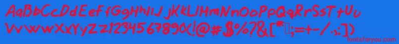 Jamesjeans-Schriftart – Rote Schriften auf blauem Hintergrund