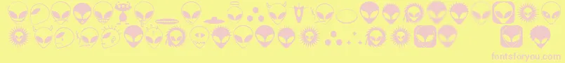 Alienato-fontti – vaaleanpunaiset fontit keltaisella taustalla