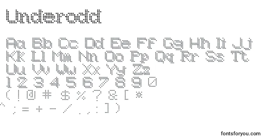 Czcionka Underodd – alfabet, cyfry, specjalne znaki