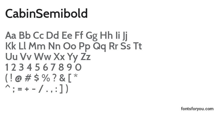 Fuente CabinSemibold - alfabeto, números, caracteres especiales