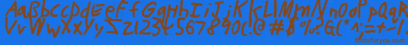 ButtonsTheBearLight-Schriftart – Braune Schriften auf blauem Hintergrund