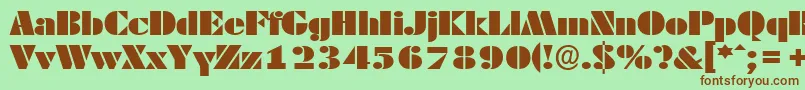 Шрифт DekoblackextendedserialRegular – коричневые шрифты на зелёном фоне