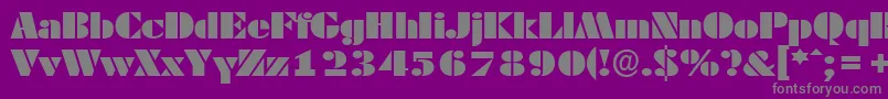 フォントDekoblackextendedserialRegular – 紫の背景に灰色の文字