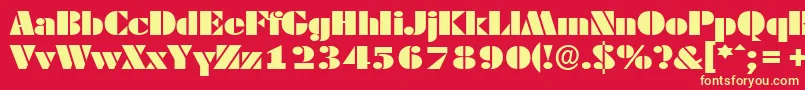 DekoblackextendedserialRegular Font – Yellow Fonts on Red Background