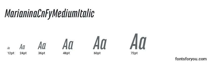 MarianinaCnFyMediumItalic Font Sizes