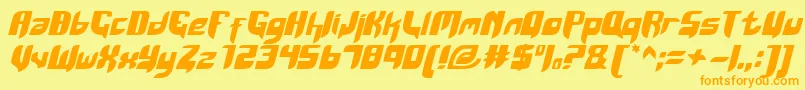 KaumKerasKepala-Schriftart – Orangefarbene Schriften auf gelbem Hintergrund