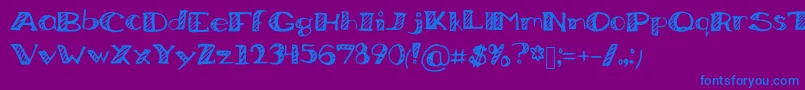 BoredWorkDoodles-Schriftart – Blaue Schriften auf violettem Hintergrund