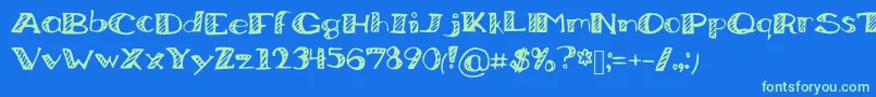 BoredWorkDoodles Font – Green Fonts on Blue Background