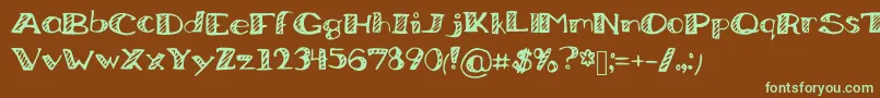 BoredWorkDoodles-fontti – vihreät fontit ruskealla taustalla