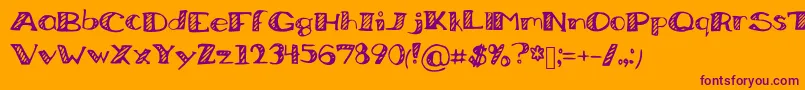 BoredWorkDoodles-fontti – violetit fontit oranssilla taustalla