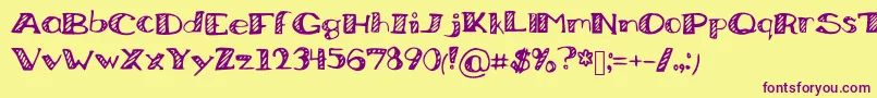 BoredWorkDoodles Font – Purple Fonts on Yellow Background
