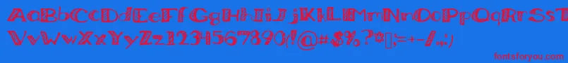 BoredWorkDoodles Font – Red Fonts on Blue Background