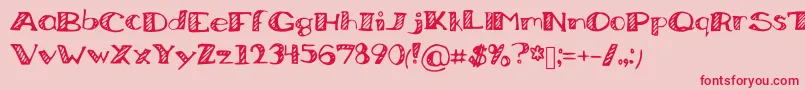 BoredWorkDoodles-Schriftart – Rote Schriften auf rosa Hintergrund