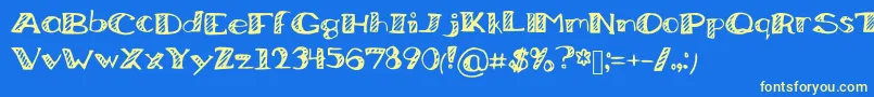 BoredWorkDoodles Font – Yellow Fonts on Blue Background