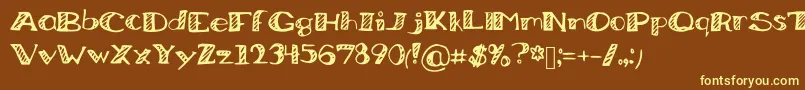 BoredWorkDoodles-fontti – keltaiset fontit ruskealla taustalla