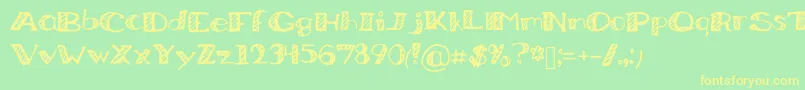 フォントBoredWorkDoodles – 黄色の文字が緑の背景にあります